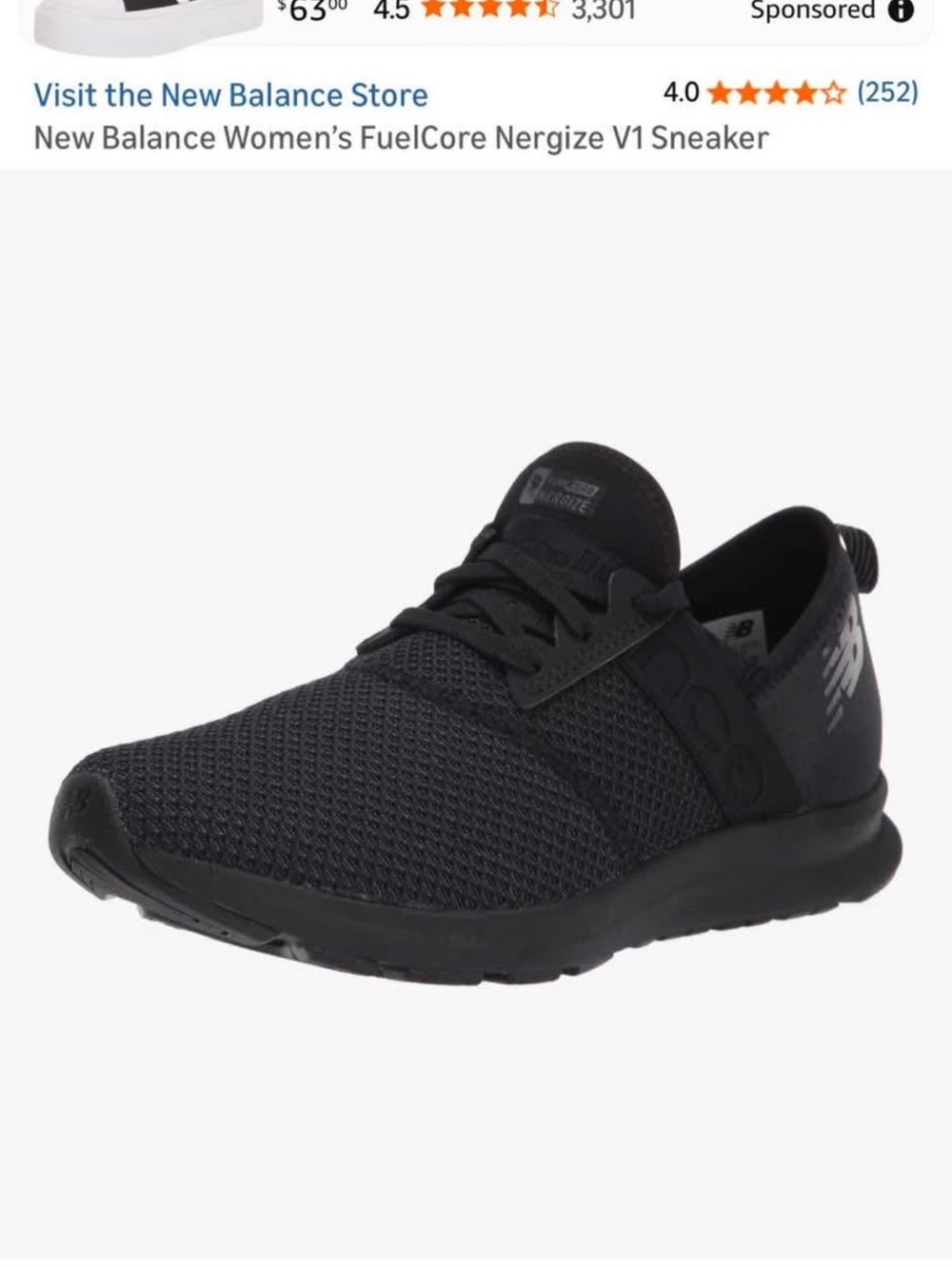 New Balance Women’s All-Black Mesh Athletic Sneaker